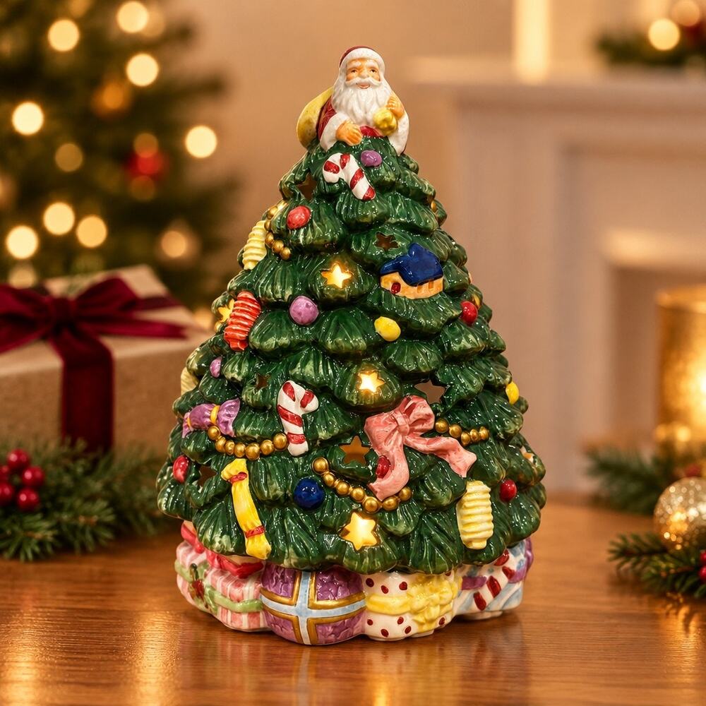 Vintage Spode Christmas Tree Toys Around Tree Votive Candle Holder Santa